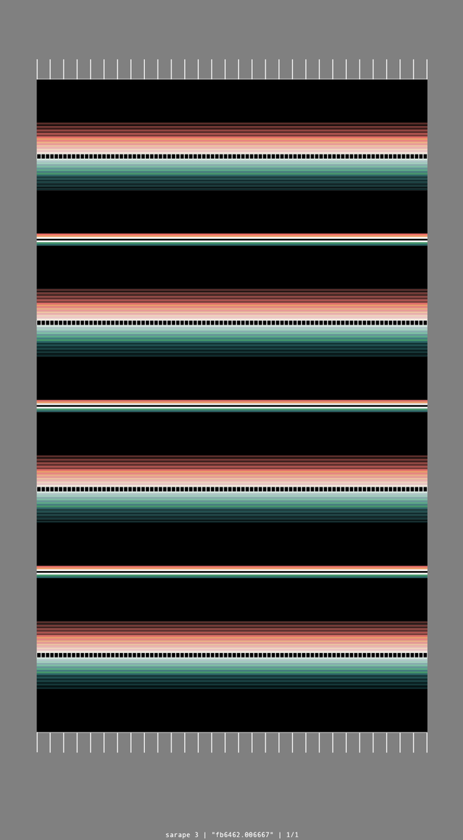 colorverse_NFT's tweet photo. The color pattern is generated by a deterministic algorithm from a color pair seed chosen by the token minter. Once it has been used to mint a sarape, a particular color pair cannot be used again to mint another one, making the generated color pattern truly unique. 👇#TokenID3 https://t.co/pu8VfzVntv