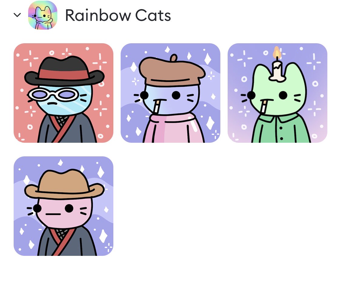 asymes9's tweet photo. Just got 4 cats !!! @RainbowCatsNFT 
Show me what cats you got !!! https://t.co/x4BBfG2dr4