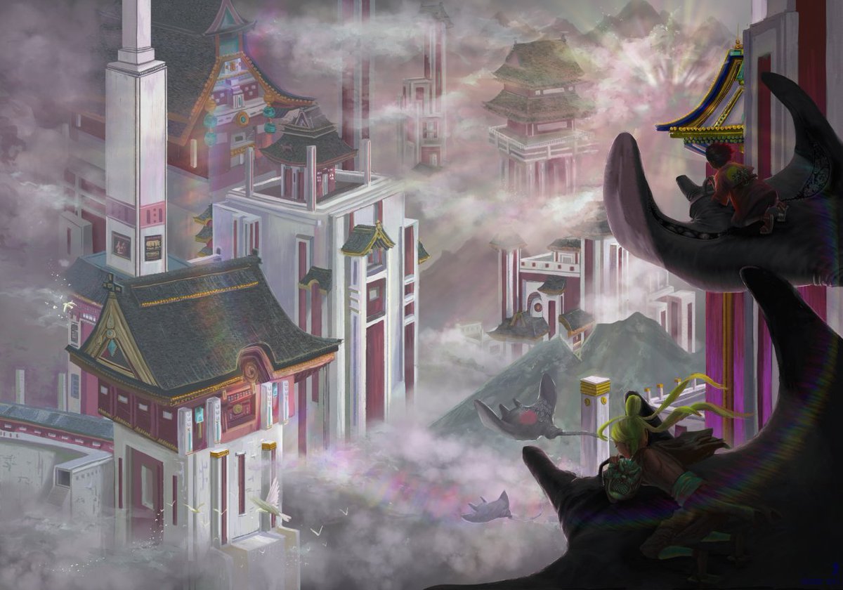 land_dao's tweet photo. Hi everyone, Artdrop NFTs are being sent out via @opensea (Polygon). We commissioned popular Reddit artist @RYUUSU_ known for illustrations of dreamy scenery and mystical characters to draw her interpretation of @land_dao and its mission of helping artists build digital worlds.🖼️ https://t.co/zZhMzrmLU6