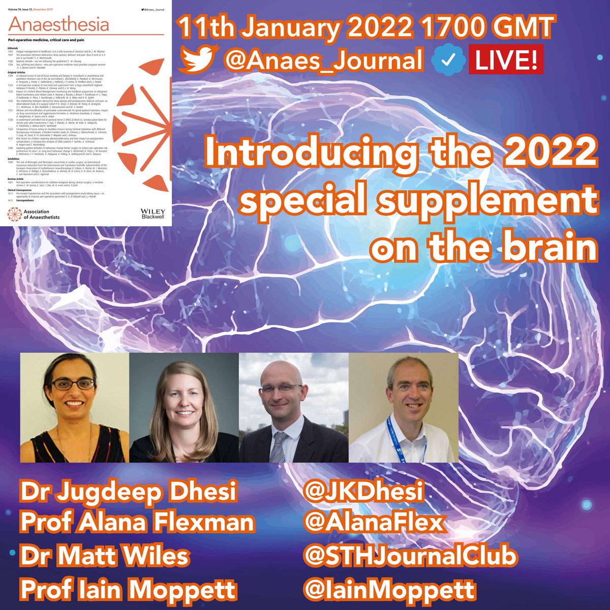 Join <a href="/JKDhesi/">Jugdeep Dhesi</a>, <a href="/AlanaFlex/">Dr. Alana Flexman</a>, <a href="/STHJournalClub/">Matt Wiles</a> and @IainMoppett tomorrow at 1700 GMT for a rundown of all the topics from the NEW 2022 brain supplement!

Should we avoid general anaesthesia where possible for mechanical thrombectomy? All this and much more!

🎥x.com/i/broadcasts/1…