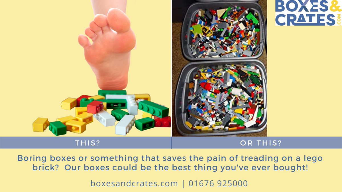 There's no pain like stepping on a lego brick with nothing on your feet!  We can help you avoid it with our boxes!  Our used range of boxes could be ideal for use at home, check out our ebay store for details - ebay.co.uk/usr/plasticbox… #BrumHour