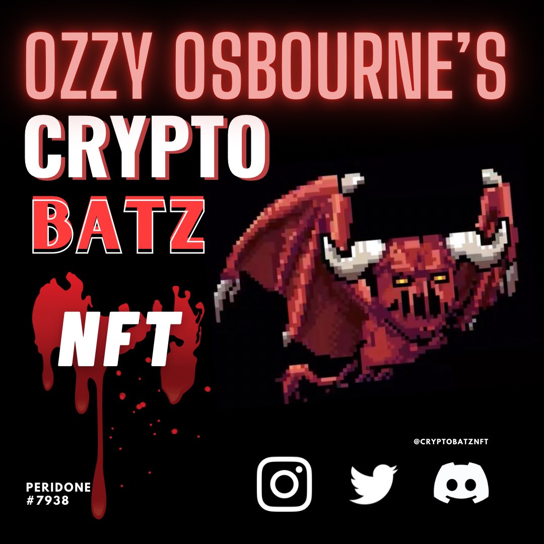 PeridoneMusic's tweet photo. The Prince of Darkness @OzzyOsbourne ‘s #NFT Project @CryptoBatzNFT is vibes! Amazing community, aesthetic and team! 

Check it out here👇🏼

♦️ https://t.co/0ifaaetlqP

#NFT #NFTcommunity #CryptoBatzNFT #OzzyOsbourne https://t.co/JUH95KdKPq