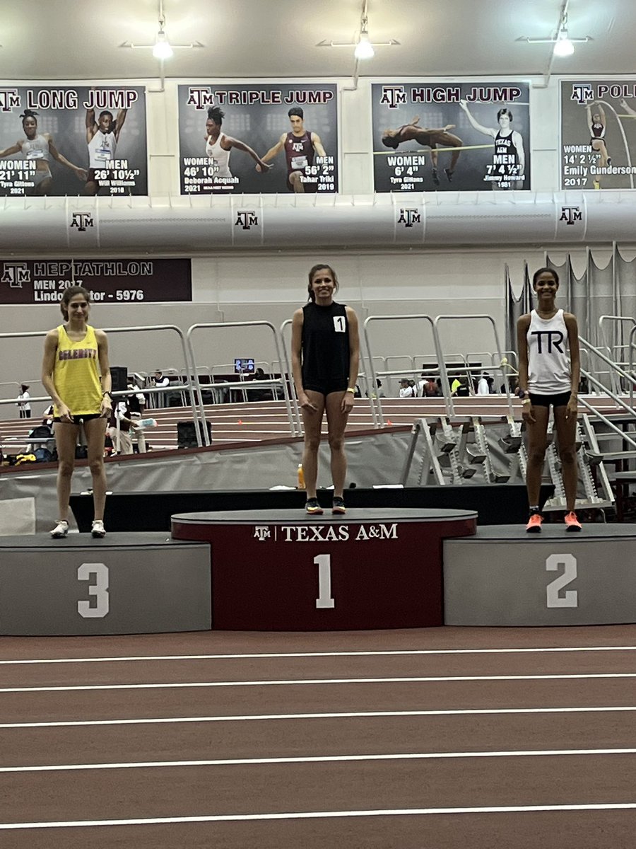LovejoyXCTF's tweet photo. Amy Morefield starts her season off with a new PR and SCHOOL RECORD in the 2 mile run with a time of 10:46.36 at the A&amp;M indoor meet! https://t.co/xYg9Dhe1fw
