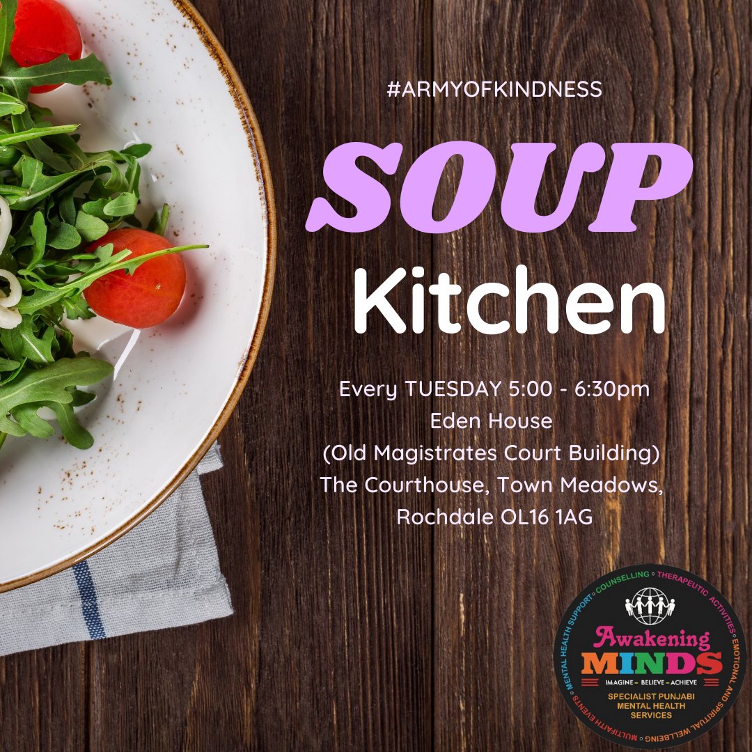 _AwakeningMinds's tweet photo. Every Tuesday, the selfless volunteers of #ArmyofKindness run a free soup kitchen where you can get a hot meal, no questions asked💝
#rochdale #freefood #homelessaid #hotmeal #soupkitchen #foodkitchen https://t.co/u2n75Vbb56