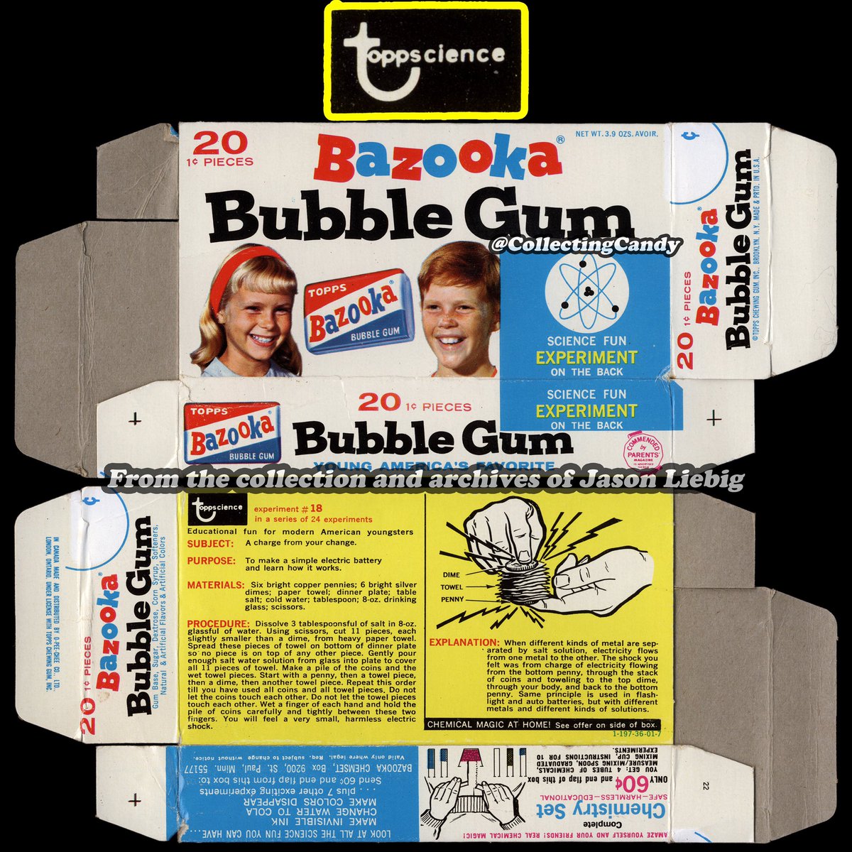 Collectingcandy's tweet photo. Not saying we should be living in the past (we shouldn’t), but in 1970 bubblegum boxes were teaching kids STEM!
From the Toppscience division. “Look at all the science fun you can have…”
#bazookabubblegum #vintagepackaging #bubblegum #toppscience @Topps https://t.co/XL1IZflI7i