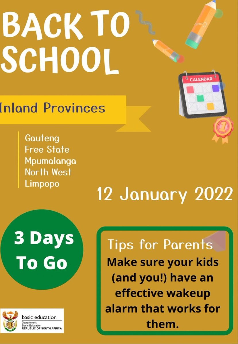 DBE_SA's tweet photo. Friendly reminder for schooling communities in inland provinces 👇 https://t.co/Xcbr9KbAK0