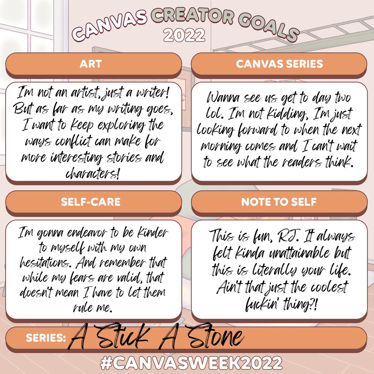 ASAScomic's tweet photo. We've really enjoyed taking part in #CANVASWeek2022 and wanted to round out by posting our own creator goals for the upcoming year! It's already been such a wild ride, y'all; we can't wait for what comes next! @webtooncanvas #WEBTOON https://t.co/swUQVJIPwJ