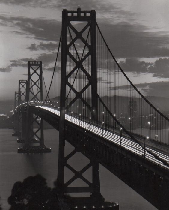 BlackstarCorne1's tweet photo. View of The San Francisco Bay Bridge at Night, 1952 by R. Collins Bradley https://t.co/5HhIcW7ZxY