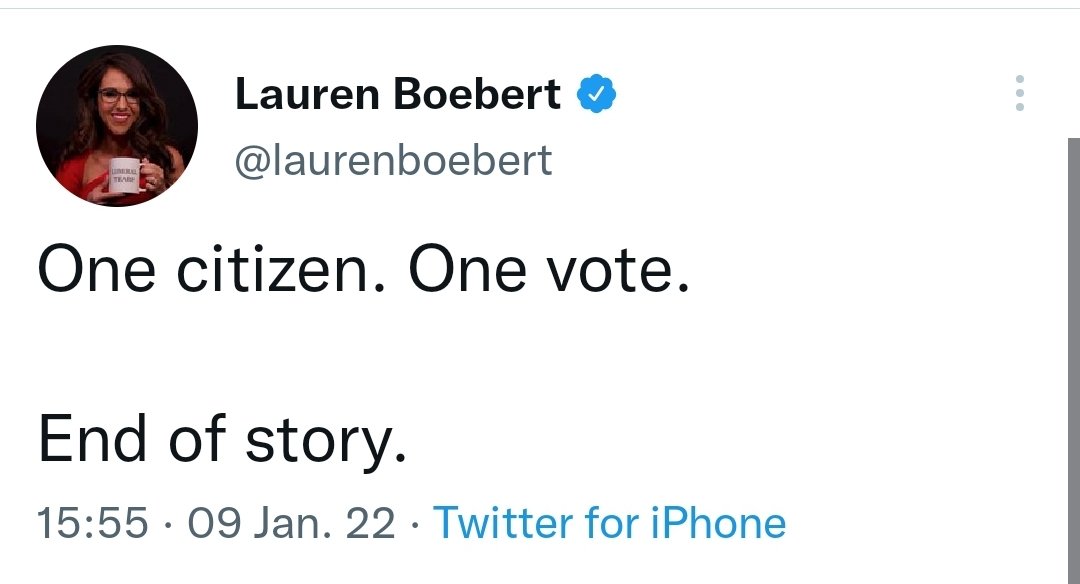 scorpiosoul9's tweet photo. Lauren Boebert tweets her support to abolish the electoral college! 🙌 https://t.co/wlNaH3YLq1