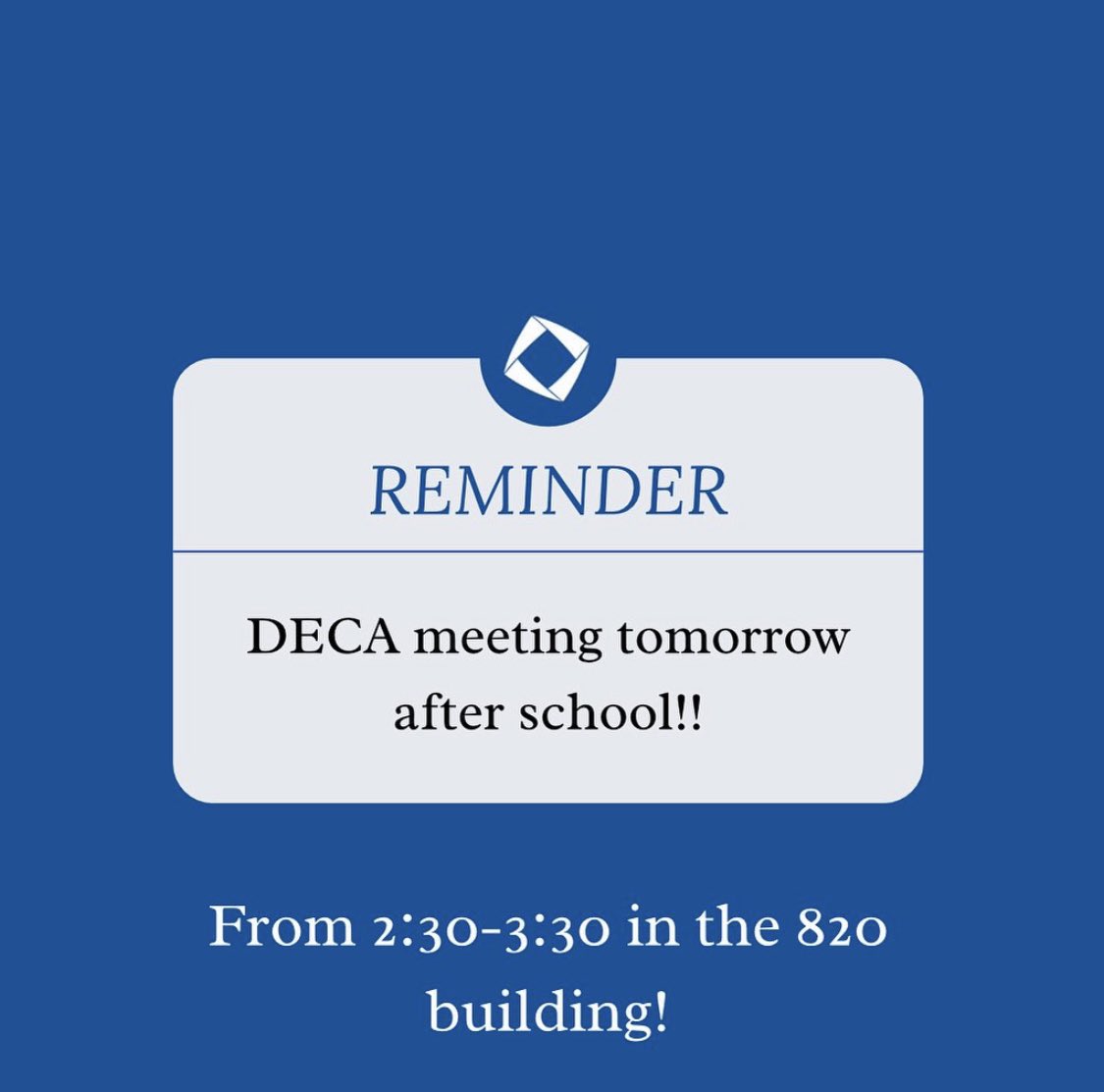 MaricopaDECA's tweet photo. Meeting tomorrow after school!!🔹 https://t.co/LPcHDfCSmY