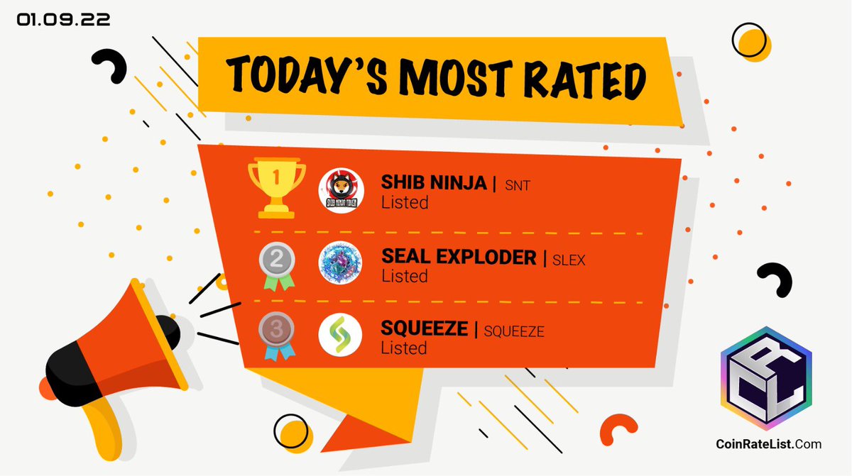 🚀🚀🚀TODAY'S MOST RATED🚀🚀🚀

🥇<a href="/RealShibNinja/">SHIB Ninja.snt ™ 🥷🐺</a> 🔥🔥🔥

🥈 <a href="/SealExploder/">Seal Exploder</a> 🔥🔥

🥉<a href="/TheSqueezeToken/">SqueezeToken™️Official</a> 🔥

Congratulations 👇👏
<a href="/RealShibNinja/">SHIB Ninja.snt ™ 🥷🐺</a>

Let's vote ‼️‼️‼️‼️
CoinRateList.com

Follow us 🥰