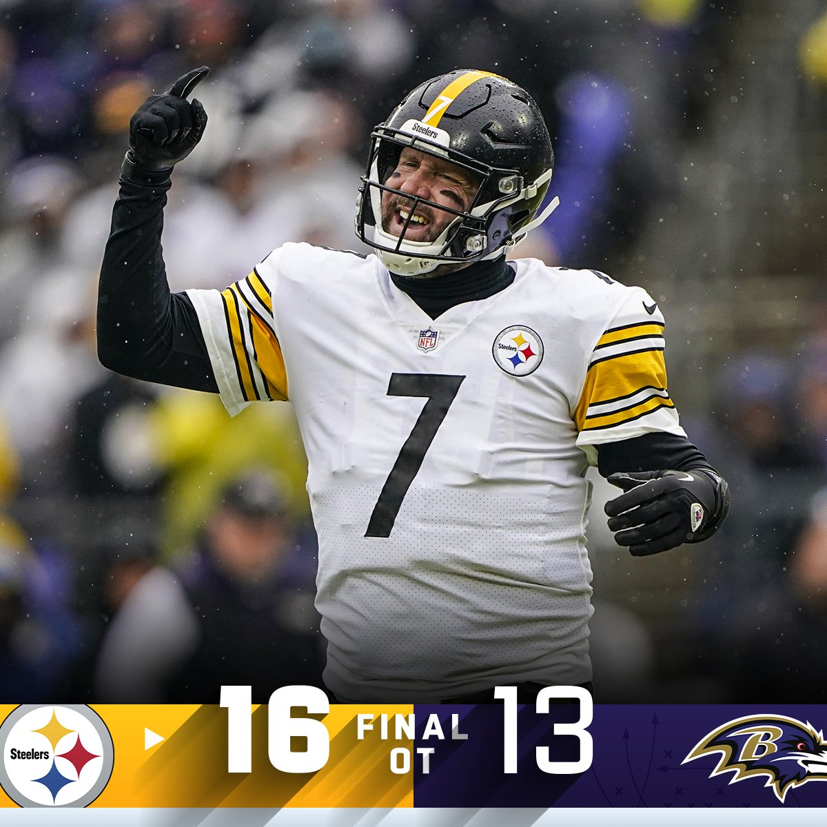 NFL's tweet photo. FINAL: Playoff hopes still alive for Big Ben and the @steelers! #HereWeGo #NFLSeasonFinale https://t.co/0xrAVubPZJ