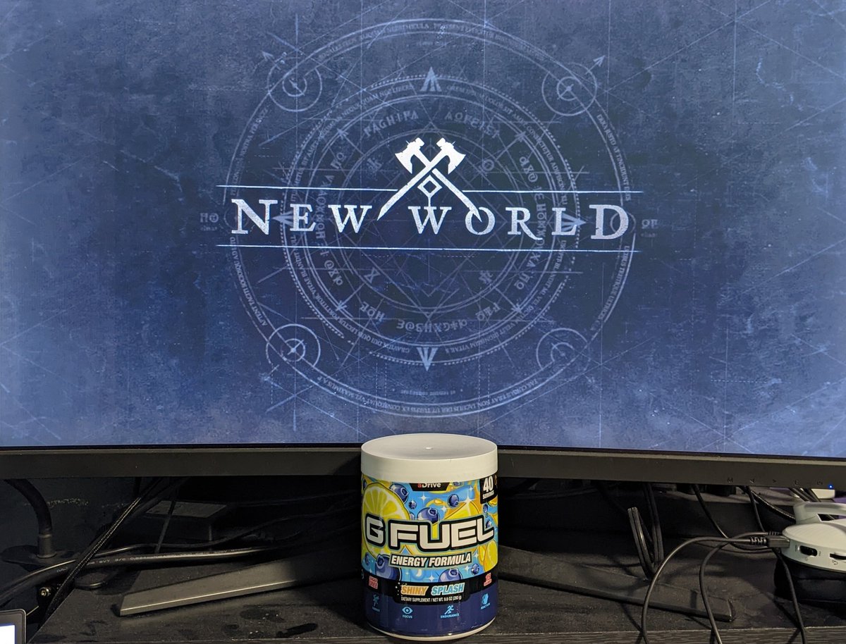 CritCityJ's tweet photo. Day 38 of trying to get sponsored by @GFuelEnergy !! #FlavorOfTheDay Shiny Splash| I may be a little addicted to #NewWorld right now and #GFUEL is the only thing saving me the next day after staying up late playing! What is a game you've been addicted to? @playnewworld #FanFUELED https://t.co/XgylPHBZO4