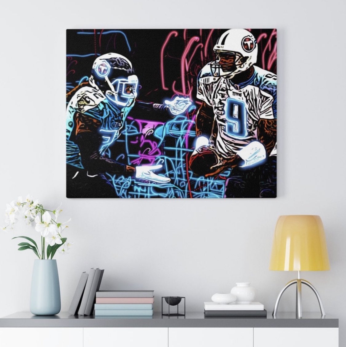 I will be working on something called “Into the Titanverse” which will be collections of various combos of Titans/Oilers players together from different times. 

This one is of Steve McNair handing off to Derrick Henry. 

Giving away an 8 x 10 gallery wrap.

RT to win this Wed.