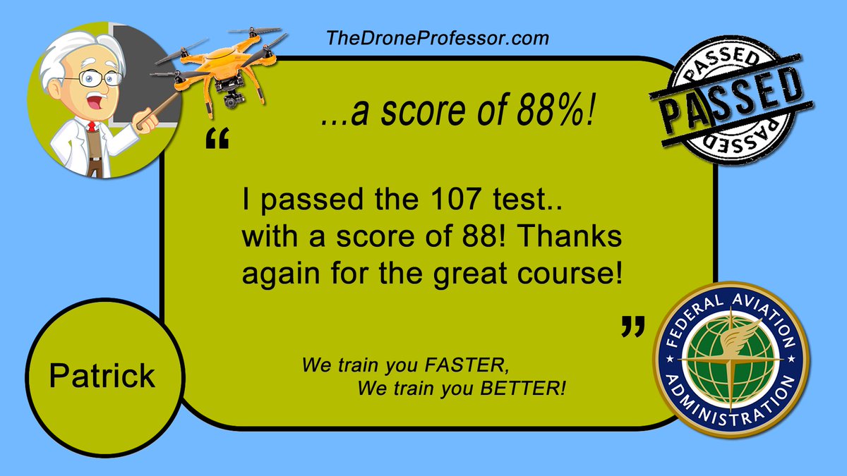 thedroneprof's tweet photo. Pass your FAA 107 UAG drone test faster and easier at a better price!  https://t.co/2ia97JKfNB https://t.co/5O4qCyAN9Z