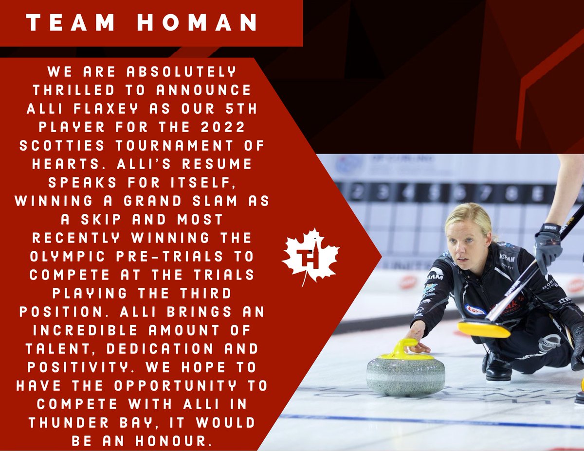 We are absolutely thrilled to announce Alli Flaxey as our 5th player for the 2022 Scotties Tournament of Hearts. Read more 👇