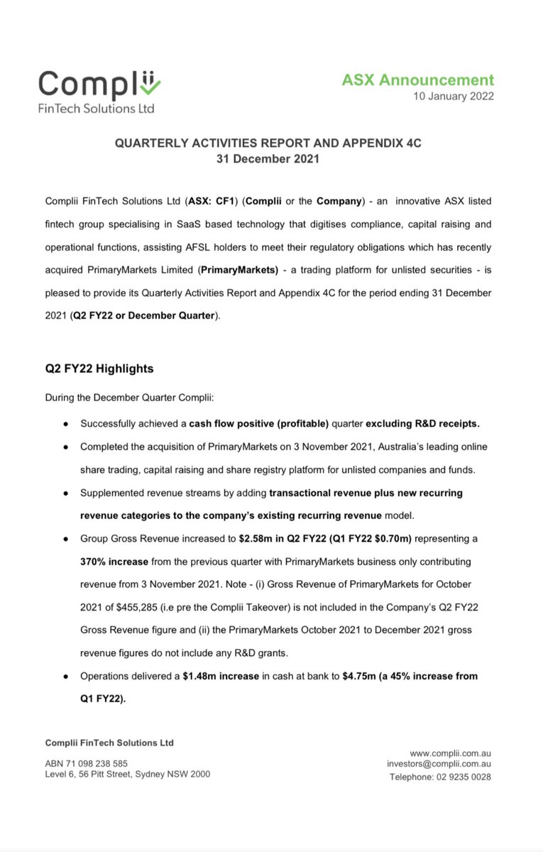 $cf1 - 370% increase in revenue on previous quarter
