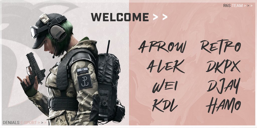 📣Annonce📣

Nous sommes heureux d'officialiser notre nouveau roster #R6S PC : la DENIALS E-Sport ! 💪

Bienvenue à l'ensemble des joueurs ! 🔥

<a href="/r6_Arrow/">422QW</a> (C)
<a href="/AlexBonnif/">Alex Bonnif</a>
@Wei_RAW
#Kdl
<a href="/Tom_peppers/">Tom</a>
<a href="/DKPX_/">DarkPhoenix 🇧🇪🇮🇹</a>
<a href="/ANGRYDJAY_/">Djay.</a>
<a href="/Hamo59680876/">Hamo</a>

GL à eux pour les compétitions à venir ! 😁