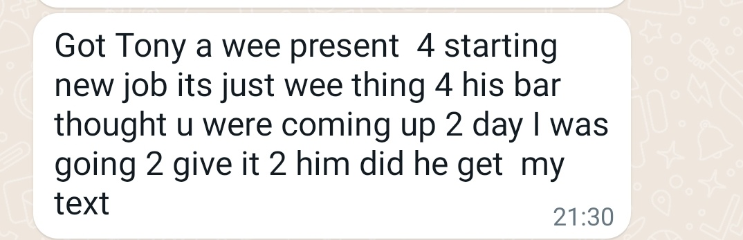 For anyone who doesn't know I am an only child. This is from my mummy today. I start my new job tomorrow also....