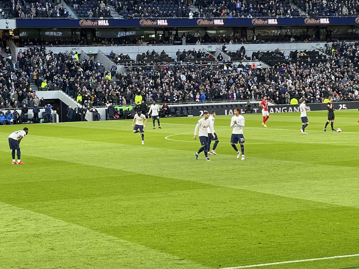 dazzaf's tweet photo. First trip to @SpursOfficial for a very long time! Thankfully through to the 4th round but made very hard work of it! #COYS #FACup https://t.co/dF26NC8Nma