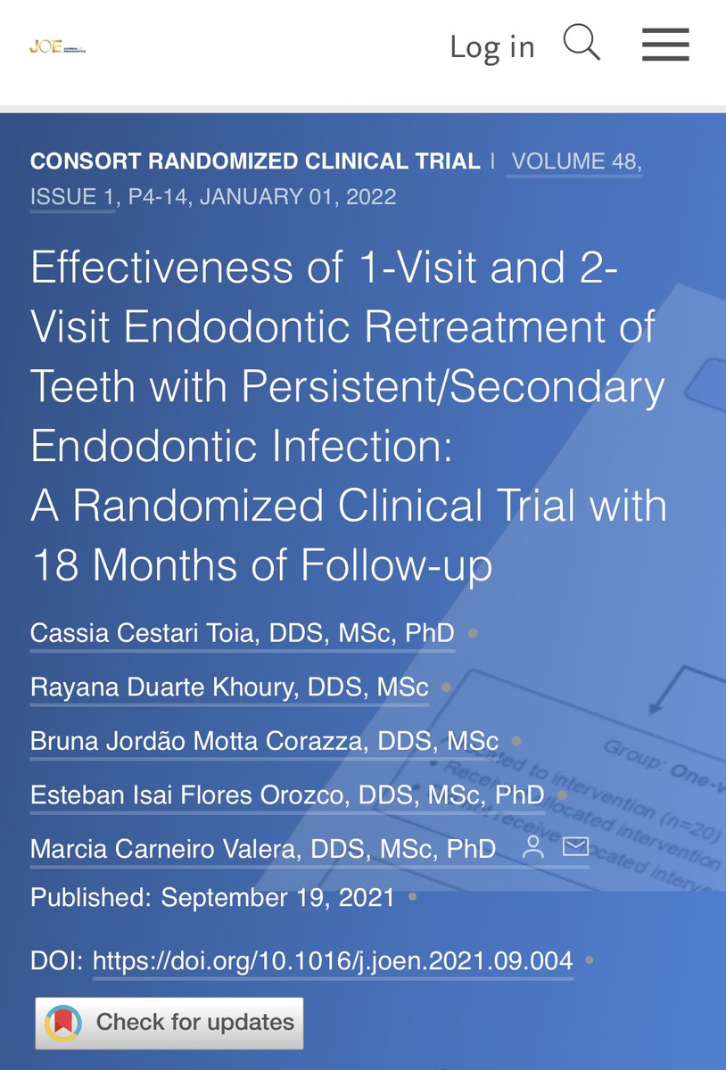 DrRicoShort's tweet photo. A new study in JOE shows no difference in success between 1 visit and 2 visit retrx endodontics in the presence of on apical lesion.
#DrRicoShort #dentist #retreatment #Onevisit #TwoVisit #Endodontics #celebrityendodontist
#therootcanalspecialisttothestars
Dr. Rico Short https://t.co/4jEvZQZWjM