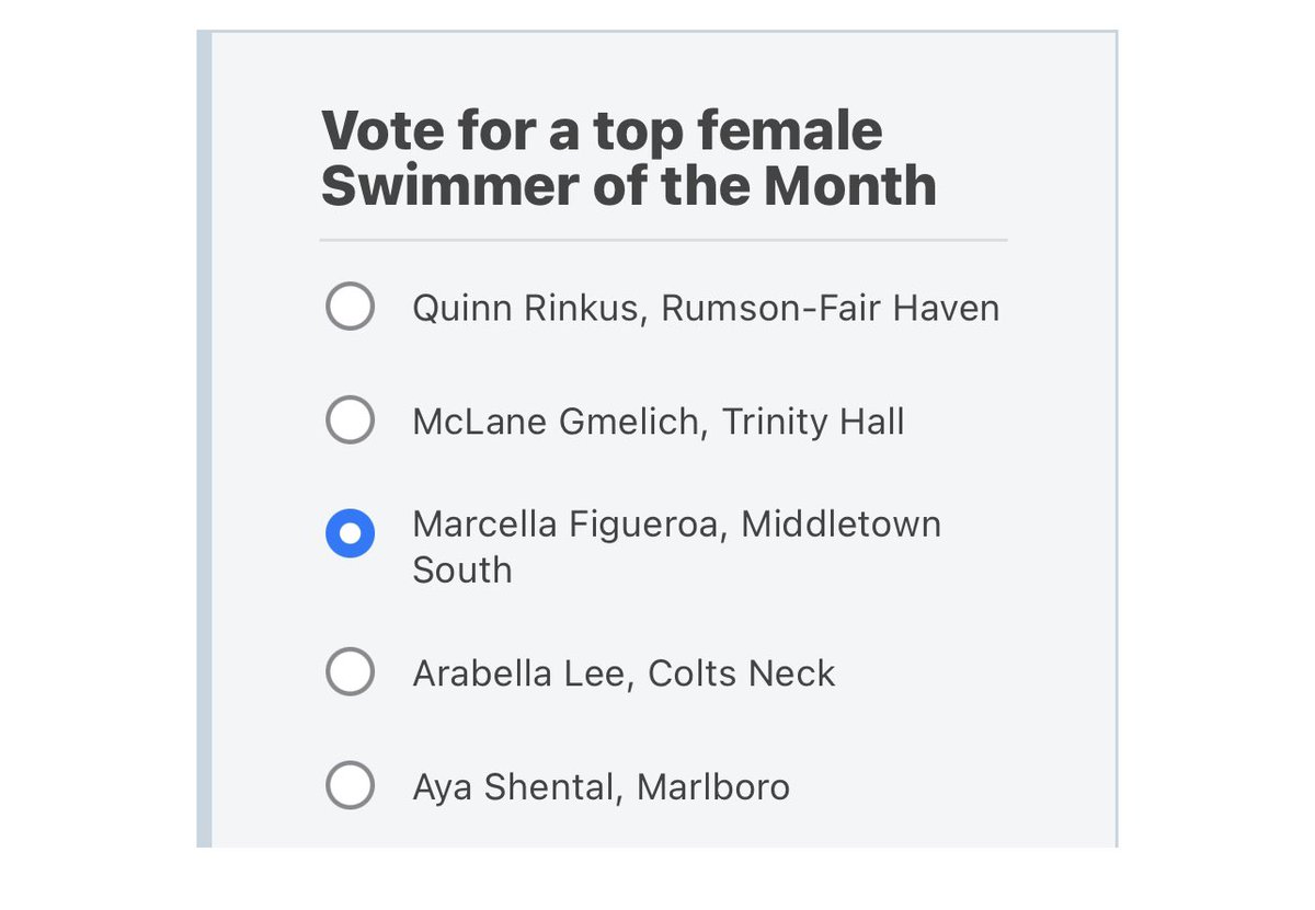 Visit app.com &amp; vote for Marcella-Swimmer of the Month! Voting closes 1/14!