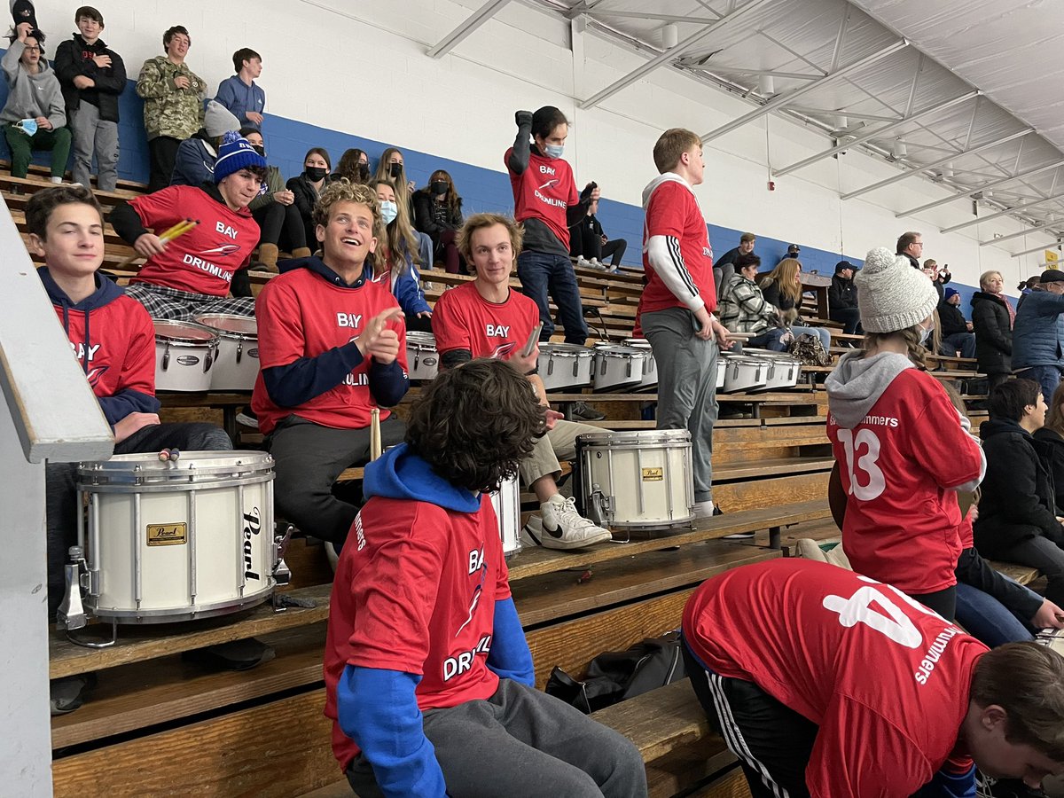 Senior night for the Hockey Team!  Looks like the #BandofDrummers are playing loud and proud! <a href="/BaySchoolsOH/">Bay Village Schools</a>
