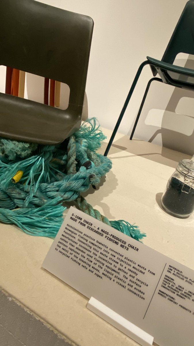 NickCorston's tweet photo. Day 9: #TheJanuaryChallenge to live a #CreativeLife22
‘Capture a reflection that you see, perceive or feel’
Me at the #WasteAge Show at the @DesignMuseum today
(Brilliant show - the blocks are materials in a VW Beetle, the chair from recycled plastic)
#64MillionArtists https://t.co/8SWE78bgq6