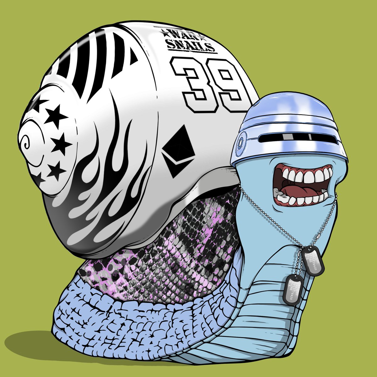 WarSnails's tweet photo. Robocop Snail...dead or alive you're coming with me!

"Like the Worms game but NFT snails instead"

🚨 Only 38 spots left on #Whitelist 

For WL + OG status and a free #Airdrop here's what you gotta do:

1️⃣ Retweet + Like
2️⃣ Join Discord https://t.co/ECaamlnr7y

#NFTs #NFTGame https://t.co/FIh35wiG4X