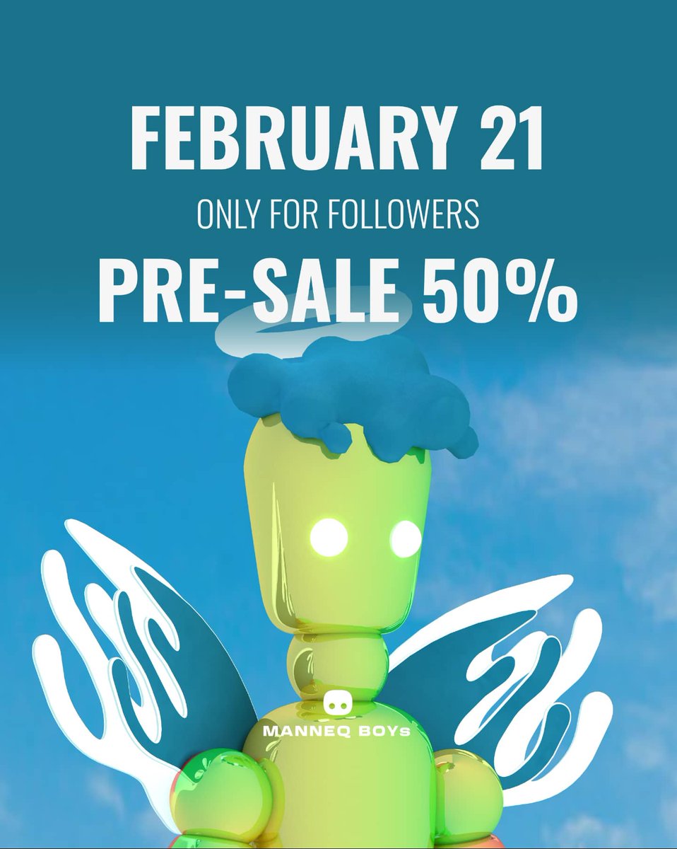 ManneqBoys's tweet photo. PRE-SALE!
Until February 21, we enable #PRESALE below 0.02 ETH. 🔥 
.
#nftart #nft #nftartist #art #digitalart #nftcommunity #nfts #cryptoart #nftcollector #crypto #opensea #ethereum #nftcollectors #nftcollectibles #cryptoartist  #nftdrop  #nftcollection #presale #giveaway https://t.co/TAqyzgD9Vu