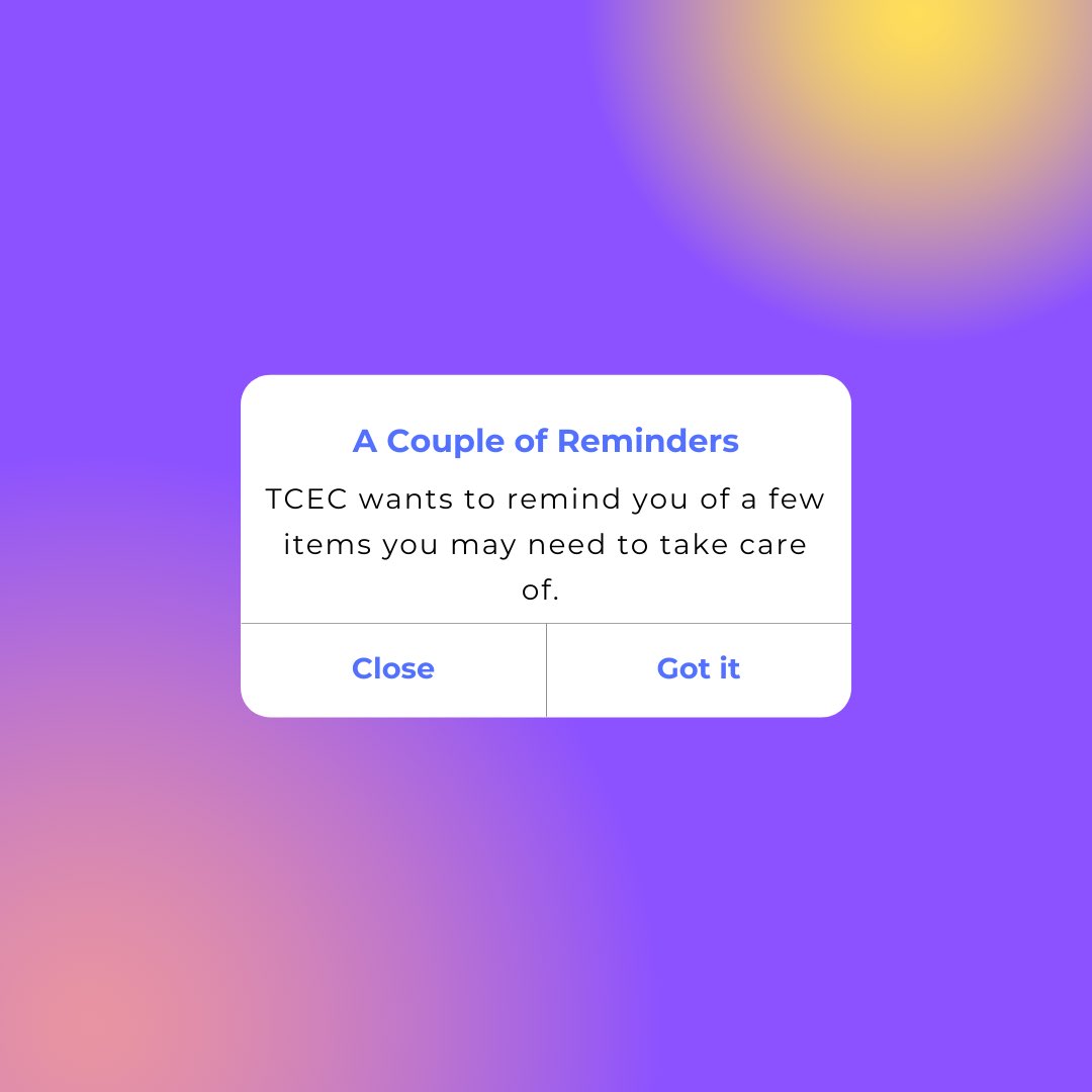 A couple of reminders for everyone!