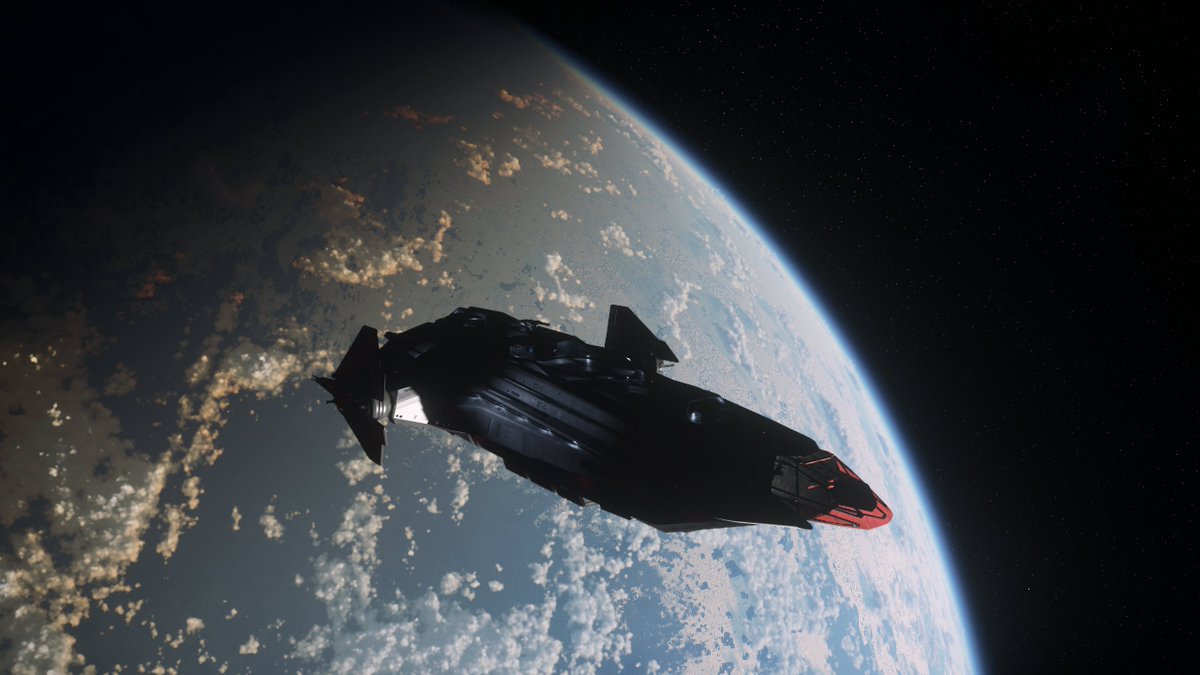 FuzzygothGaming's tweet photo. The Carrack in orbit around OM1 using the Pisces as a landing craft to run security missions. #starcitizen #starcitizenlove #starcitizenscreenshot #starcitizenphotography #starcitizenscreenshots #anvilCarrack https://t.co/PpzXXJDvBz