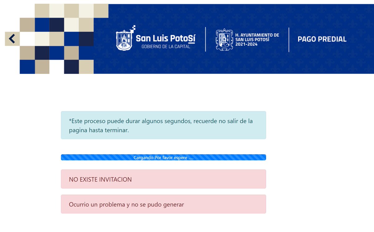 lillncs's tweet photo. @SLPFinanzas Realice mi pago predial en línea pero nunca cargo el comprobante. https://t.co/WNLpWcHpOD