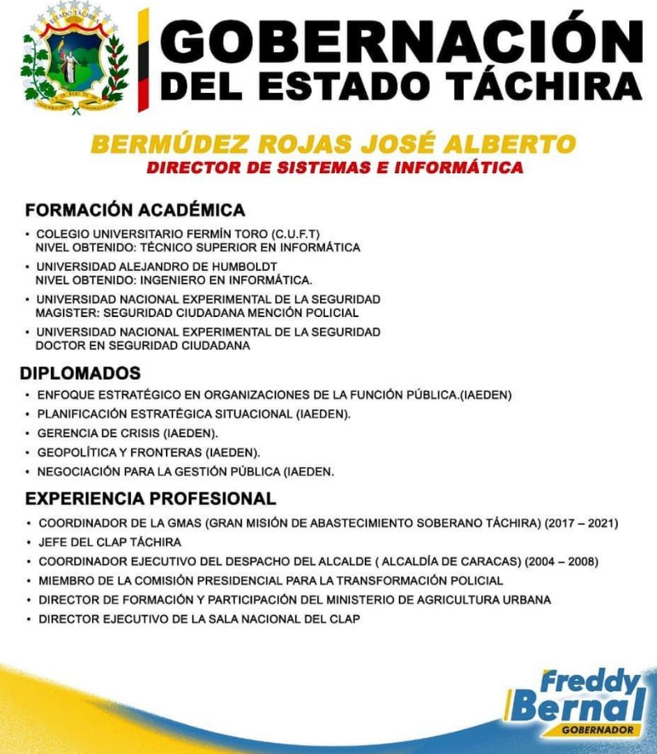 Felicitamos al nuevo 
Director de Sistemas e Informática de la Gobernación del estado #Táchira <a href="/BermudezJoseA/">Bermúdez José</a> #SoyComunicadorClap
@karemdurandebernal <a href="/TrompizCarlos/">Carlos Trompiz</a> @joswelmorar @claptachiraoficial <a href="/y_arguello/">yasmeanarguello@yaho</a> @psuvtachiraoficial