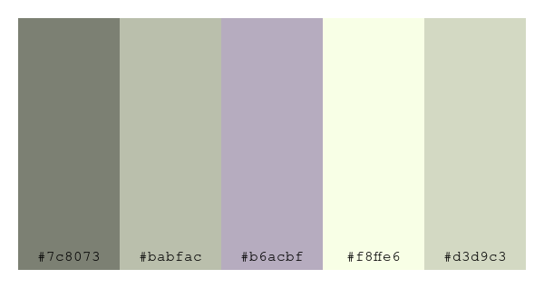 ColPaletteBot's tweet photo. Beep beep, here's a pretty color palette for you!
color-scheme.js parameters used:
- hue: 141
- variation: pale
- colors: #7c8073, #babfac, #b6acbf, #f8ffe6, #d3d9c3
Have a lovely evening!
#twitterbot #colorpalette #colors #palette #prettycolors https://t.co/SGcPZdHjy0