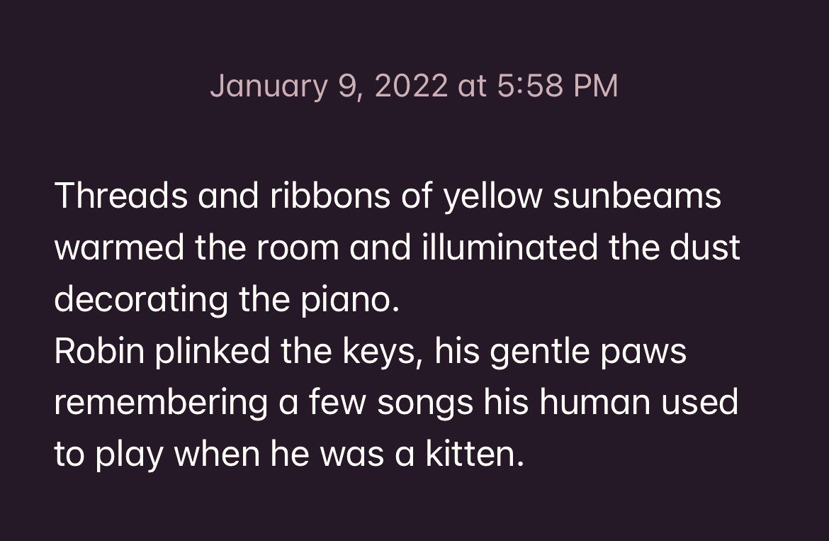 CatMicroFic's tweet photo. “Some Songs Robin Remembers”
🌞🎹🎼

A short work of cat flash micro fiction https://t.co/Xf14cBZ44z