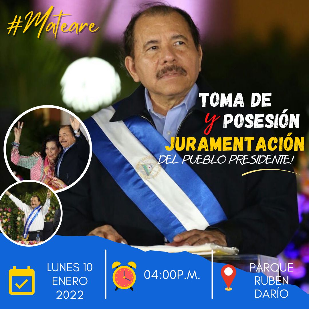 Todos a celebrar el acto de Juramentación de nuestro presidente. Este lunes 10 de Enero a las 4pm.Parque Rubén Darío ❤️🖤✌️🙏👍🇸🇻💪
#SomosPuebloPresidente