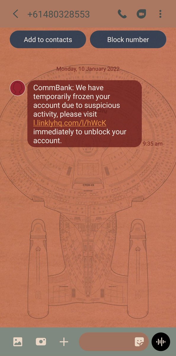 Hi <a href="/CommBank/">CommBank</a>, is this text message from you guys or a scammer? No notification via my app, so I'm guessing scammer. If so, giving your security team the heads up. Thank you for your advice in advance.