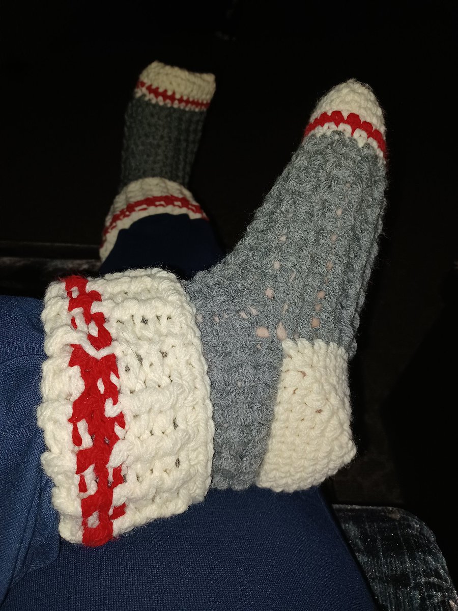 emac1963's tweet photo. Just finished a pair of slippers for myself https://t.co/i87fY4sbYN