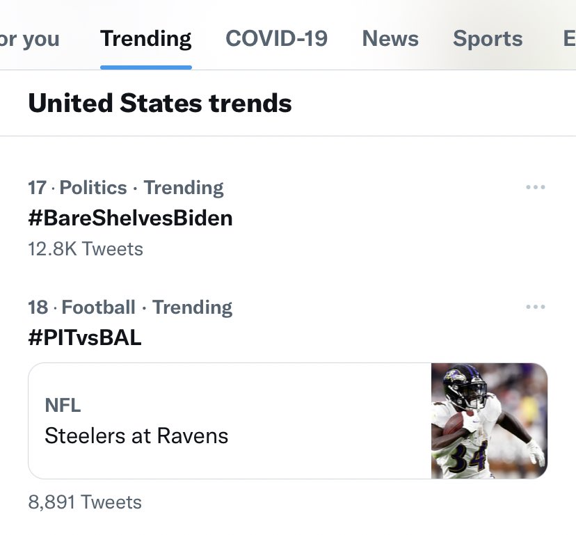 JackPosobiec's tweet photo. #BareShelvesBiden just jumped to #17 nationwide https://t.co/bUlQe9MUIF