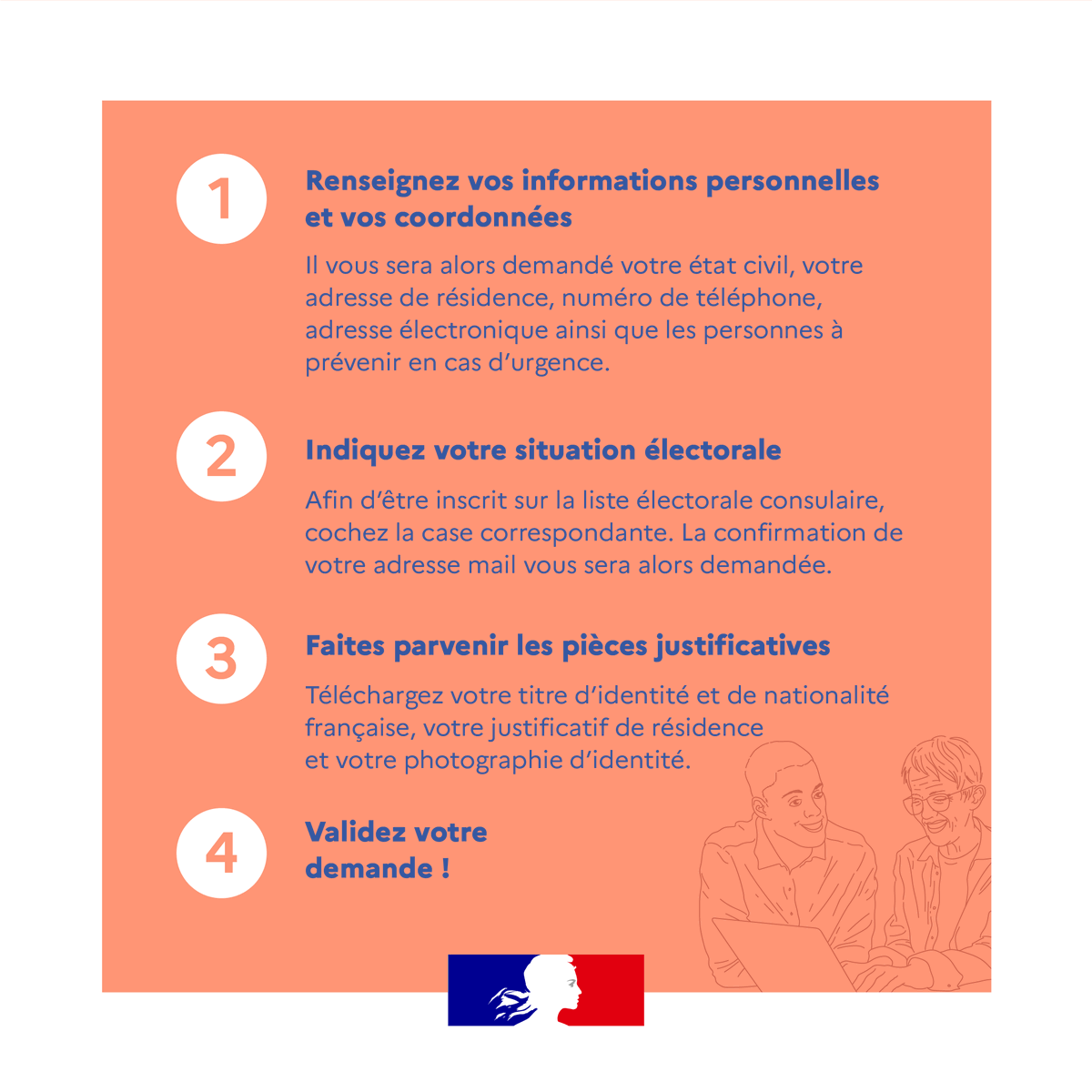 FR_Consulaire's tweet photo. 🗳️#Elections2022 | Élection présidentielle et législatives 

Pour voter depuis l'étranger, il  faut être inscrit à la liste électorale consulaire. La démarche se fait en ligne sur https://t.co/E9uWSeYGLb

ℹ️ https://t.co/PrucKN9Y07 https://t.co/oVgRXd2T4y