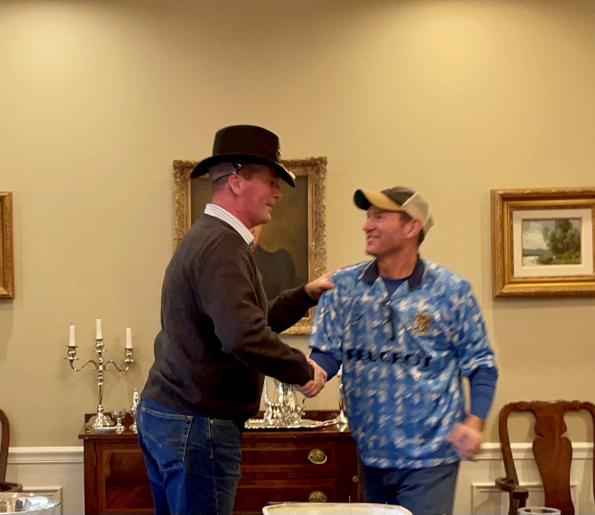 Newest US Cavalry Stetson owner: Maj Gen Mike Keating, British Army. Last night hosted the British &amp; Canadian officers serving at Ft Hood for an evening of fun. Privileged to present MG Keating a Stetson as a friend of the 1st Cav Div. Cheers to our great Allies around the world!