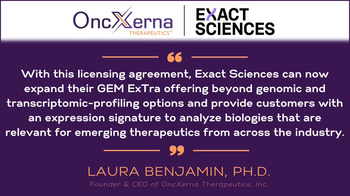 OncXerna's tweet photo. Today, we are pleased to announce a licensing agreement with @ExactSciences. Together we will bring OncXerna’s Xernaᵀᴹ TME Panel to more patients.  Read more here: https://t.co/reeWfRONkK https://t.co/ap4P7iujI0