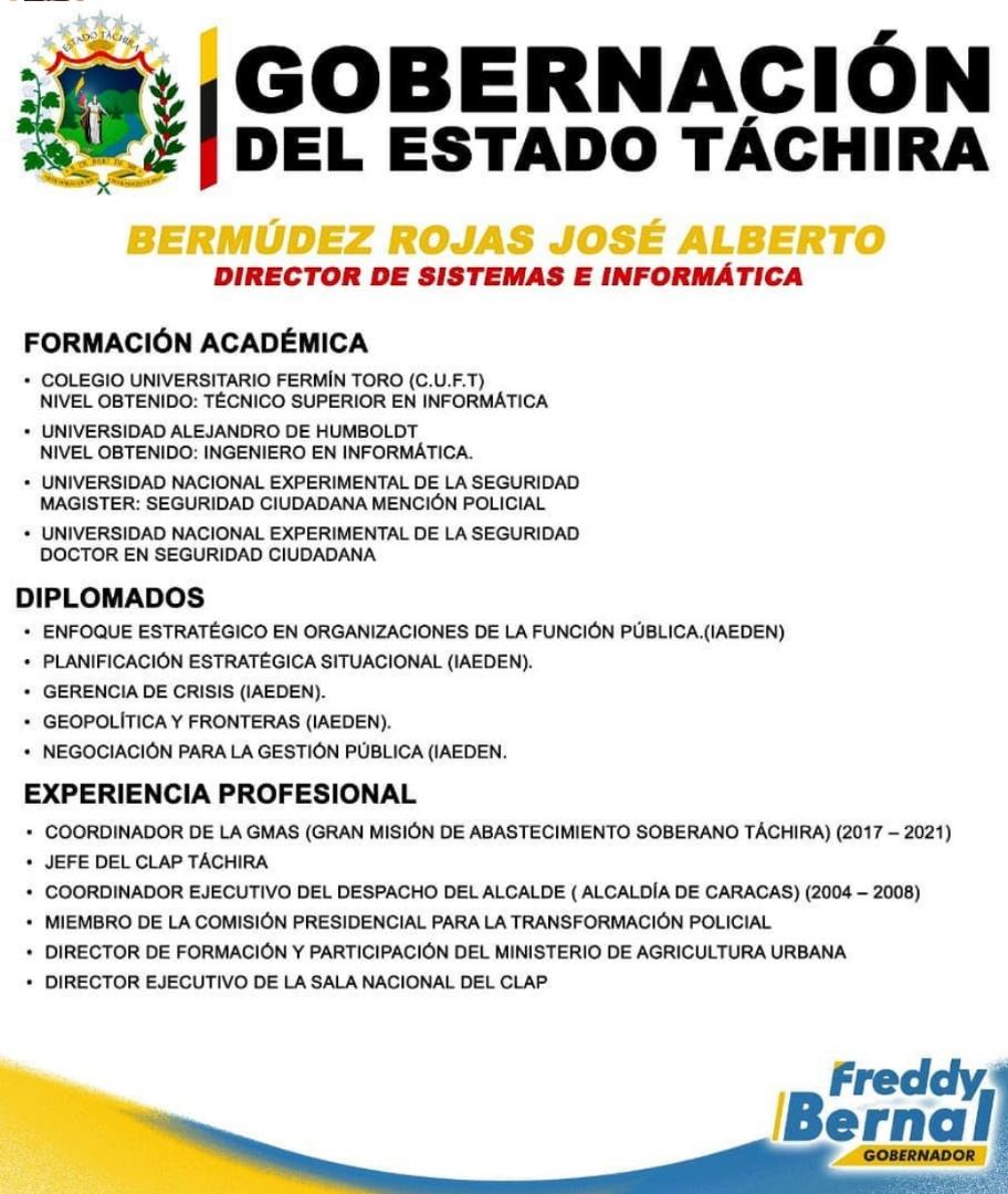Claplastiendit1's tweet photo. Felicitamos al nuevo 
Director de Sistemas e Informática de la Gobernación del estado #Táchira @bermudezjoseal. #SoyComunicadorClap

@karemdurandebernal @carlos.trompiz @joswelmorar @claptachiraoficial @y_arguello @psuvtachiraoficial https://t.co/bRUTe0kolq