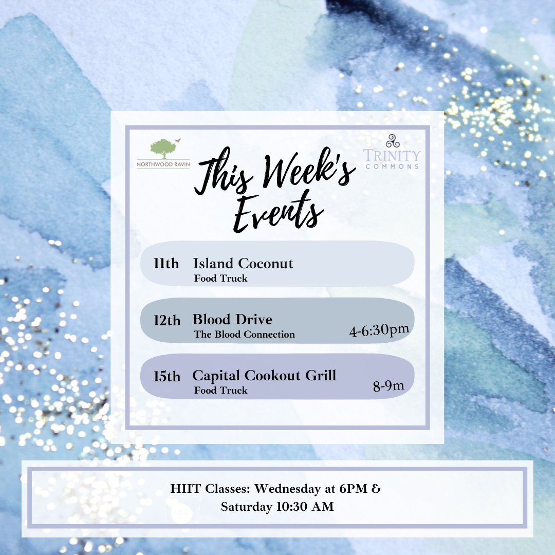 TrinityCommonNC's tweet photo. Looking forward to having @islandcoconutkitchen and @capitalcookoutgrill at TC this week! The Blood Connection will also be here on the 12th from 4-6:30pm.
.
.
.
#trinitycommons #thisisnwrliving #luxuryapartments https://t.co/1oJ4vyDAOX