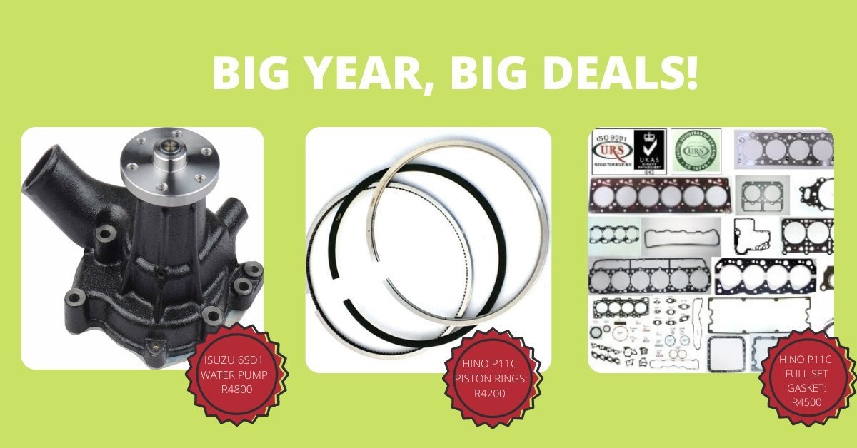 dplautoparts's tweet photo. Let's kick the year off with a banger. 

Get your fleet in tip-top shape with these JANUARY deals; including water pumps, rings, and a full set gasket.

contact us now to place an order: 0781524236 https://t.co/HGlU9Qj6Ey