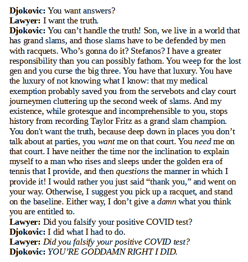 For those of you not watching the Djokovic hearing, this is the most dramatic moment so far