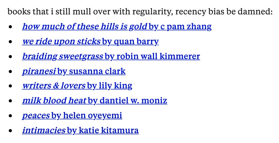 belated but still shameless plug: i blogged about the books i most enjoyed reading in 2021 📚reading.supply/@alaina/2021-r…