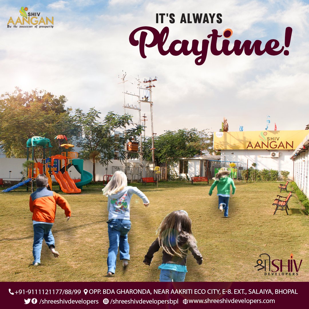 shreeshivdev's tweet photo. The Children’s Play Area at Shree Shiv is Every Child’s Dream Come True!
.
Contact Us: +91 911 112 1177 / 88 / 99
Visit: https://t.co/rme3QuaRJv
Address: Opp. BDA Gharonda, Near Aakriti Eco City, E-8. EXT. Salaiya Bhopal
.
#ShreeShivDevelopers #ShivAangan #Bhopal #realtorlife https://t.co/EefmuYLV4e