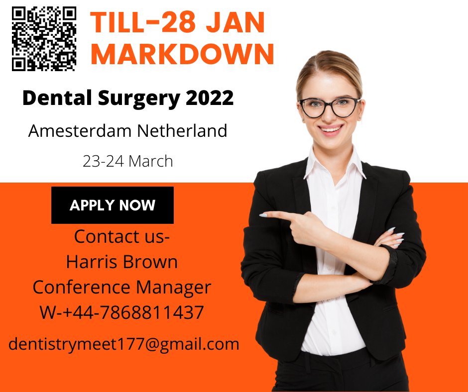 JHelpart's tweet image. Hurry Up- Don't miss the chance:-
39th International Conference on #Dental Surgery and Medicine, March 23-24, 2022 Amsterdam, Netherlands
"A better life starts with a beautiful smile"
#Bob Saget #Euphoria